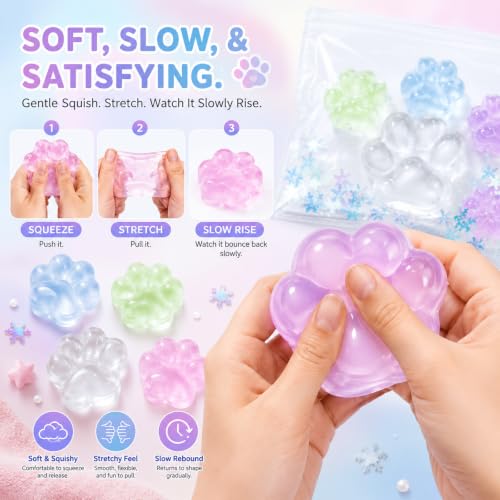 Image of 3PCS Taba Squishy Cat Paw, Taba Squishy for Relaxing Sensory Fidget Pinch Family for Kids Cat Paw Squeeze Cute Beautiful Cat Paw (green1)