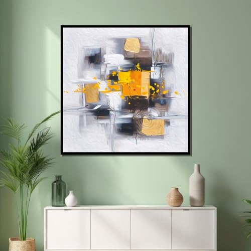 Toile imprimée géométrique abstraite art mural moderne cubiste 55x55 - 2