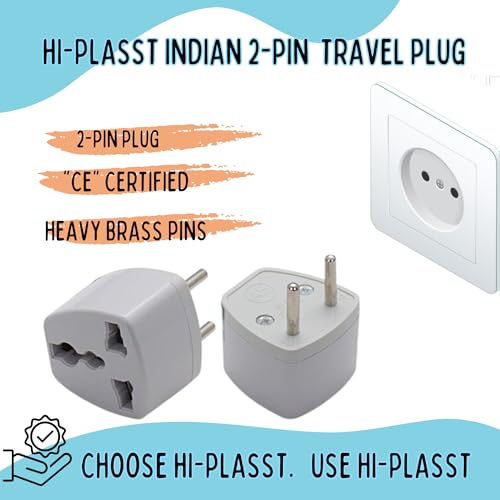Image of Hi-Plasst India to Europe Travel Adapter Plug (Pack of 1) Type C Power Plug Converter, Universal Socket for Denmark, Switzerland, Italy, Brazil, South Africa, Israel - Compact & Lightweight for Travel