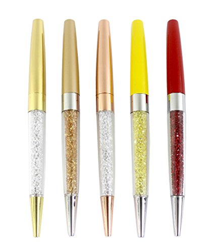 Gullor 5Pcs Bling Bling Silm Crystal Diamond Retractable Ballpoint Pen - Style B #TOP1