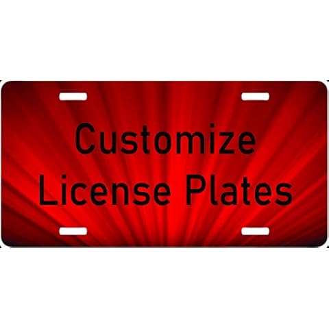 Custom License Plate for Cars & Trucks - Custom License Plate for Cars - Add Photo, Text or Logo, Aluminum Novelty License Plates (Red Blast) Cover