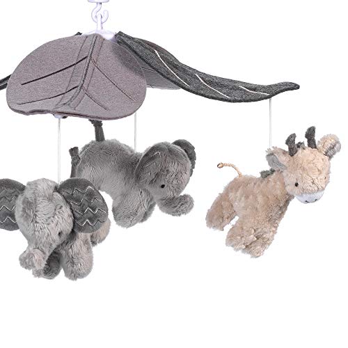 Lambs & Ivy Baby Jungle Animals Gray/Tan Musical Crib Mobile Soother Toy - Thumbnail 3