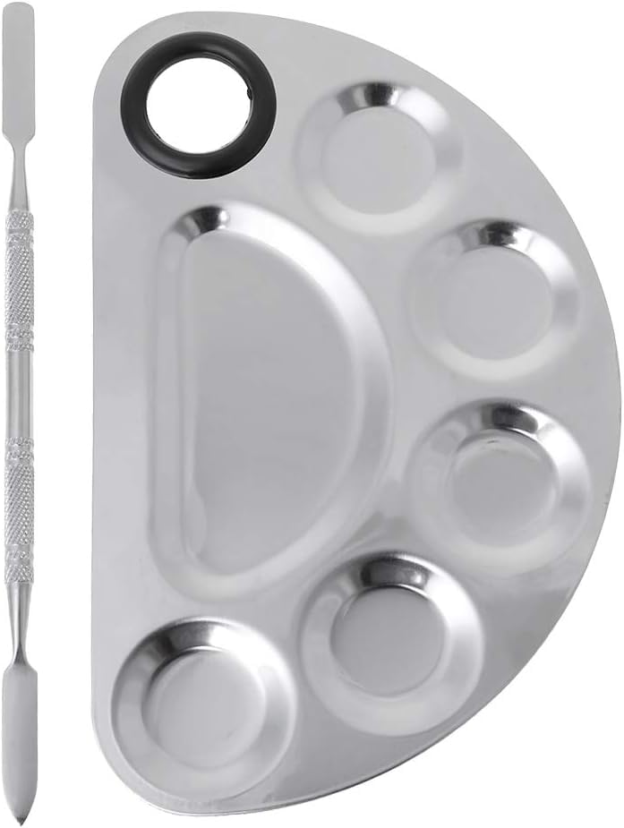 Paint Palette Tray and Mixing Tool Set, Stainless Steel, for Nail Art and Painting Supplies-image-36