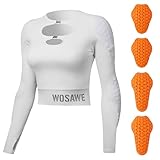 WOSAWE Damen-Motorradjacke, bauchfrei, halber Reißverschluss, gepolstert, Sommer-Motorrad-Shirt, gepanzerte Roller-Reitausrüstung, Schnalle, weiß, L