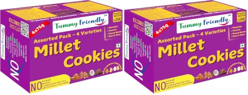 Image of TummyFriendly Foods Millet Cookies for Kids Adults. Millet Healthy Biscuits, Ragi and Jaggery. Healthy Snacks for kids Babies 1 Year Old. Gift the Best Healthy Cookies - Assorted - 4x75 (300g)