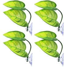 Lystaii 4pcs Betta Fish Leaf Pad with Suction Cup, Betta Bed Leaf Hammock Double Leaf Design Lightweight and Realistic Resting Spot Breeding Decoration Comfortable Laying Hiding Habitat
