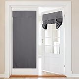 NICETOWN Door Curtain for French Front Door, Adhesive Thermal Insulated Curtain Privacy Blackout Roman Tie Up Sade for Window Closet Doorway Drape, 26