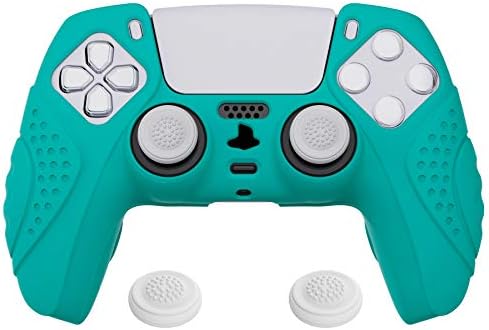 eXtremeRate PlayVital Guardian Edition Mauve Purple Ergonomic Soft Anti-slip Controller Silicone Case Cover for ps5, Rubber Protector Skins with White Joystick Caps for ps5 Controller