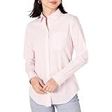 Amazon Essentials - Camisa de popelina de manga larga con botones para mujer, corte clásico, color rosa, a rayas, talla G