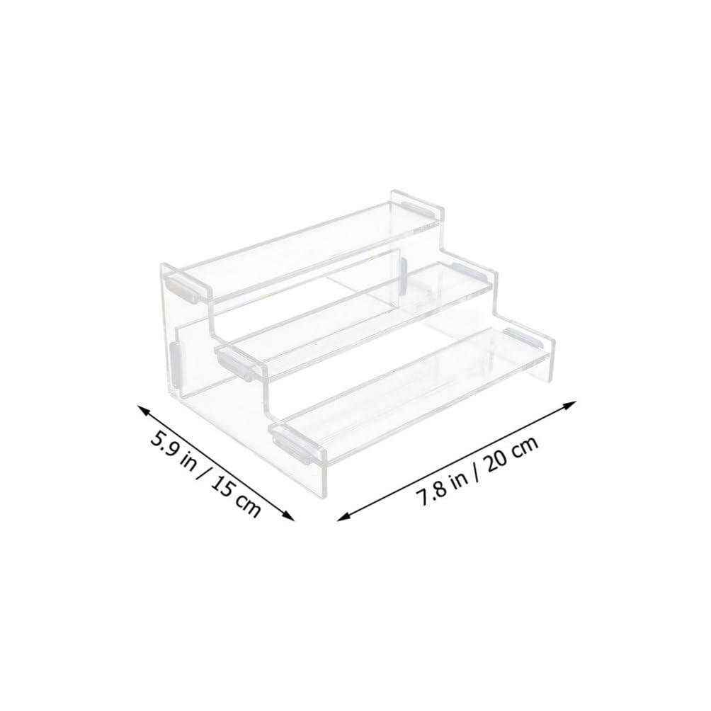 Luxshiny Three-story Acrylic Staircase Shelf Boys and Girls Toy Storage Bin Pink Organizer Bins