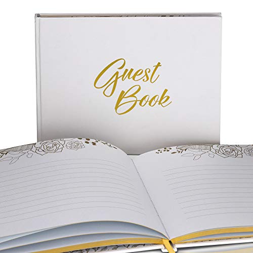 Unique Wedding Guest Book with Rustic Trim and Gold Stamped Foil Set