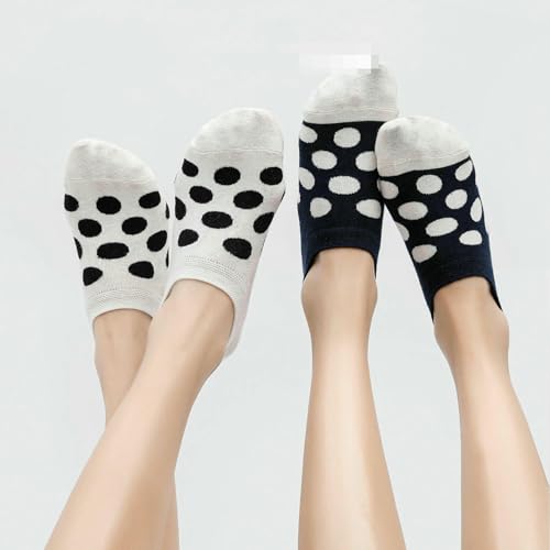 5 pairs - Creative polka dot shallow silicone non-slip summer thin cotton socks4