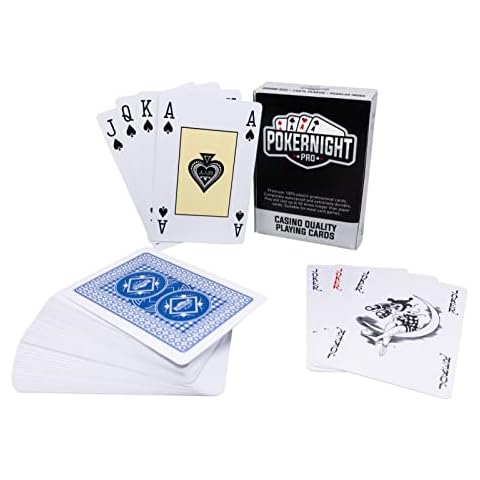 Poker Night Pro Deck of Playing Cards UK Brand Plastic Waterproof Playing Cards Blue Backs | Playing Cards Plastic | Premium Deck of Cards | Canasta Playing Cards (3 Jokers) Cover