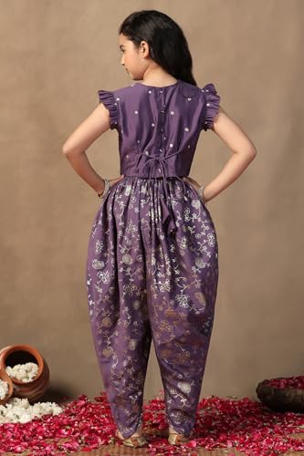 Image of Fashion Dream Girls Roman Silk Foil Printed Ethnic Suit Set|Kids Kurta & Dhoti|Kurti & Palazzo Set