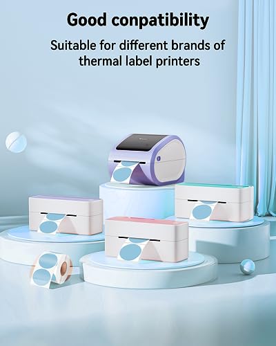 Image of Phomemo 2 inch Color Circle Thermal Labels, Self-Adhesive Round Direct Sticker Labels, Circular Thermal Printer Label for Logo Design, Name /Price Tag, Thanks Card, Address, QR Code, 750 Labels /Roll, Blue