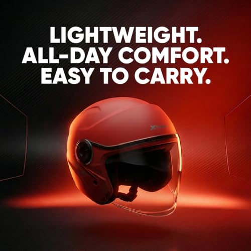 Image of Xtrac Ace Open Face Light Weight Helmet for Men & Women | ISI Certified | Red | L