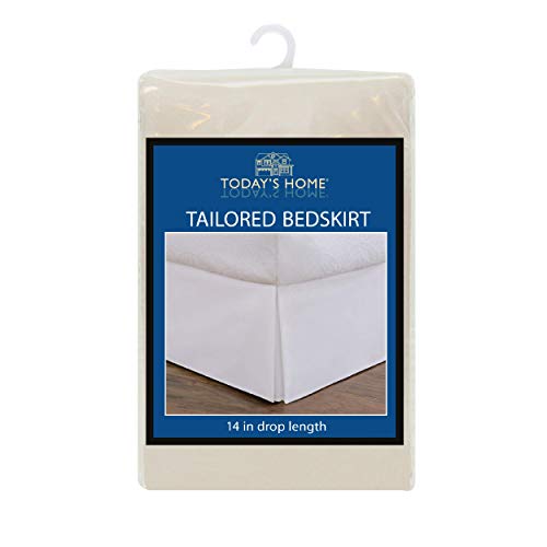 Today's Home Classic Tailored, Microfiber, 14" Drop Length Bed Skirt Dust Ruffle, Queen, Ivory #TOP4