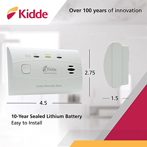 image for Kidde Carbon Monoxide Detector with 10-Year Battery, 3 LEDs, Replaceme