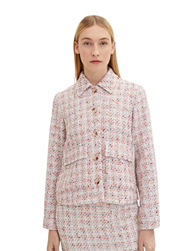TOM TAILOR Damen 1035278 Blazer Jacke, 31580 - Blue Red Boucle, 44
