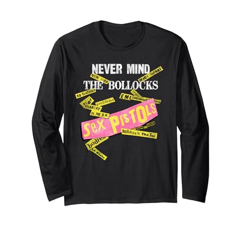 Sex Pistols Official Never Mind The Bollocks Tabs Long Sleeve T-Shirt, Adult Unisex, Black, XX-Large