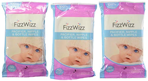 FizzWizz Pacifier, Nipple and Bottle Wipes, 30 Count, 3 Pack