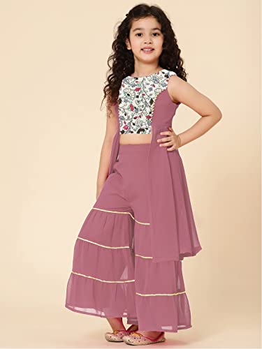 Image of A.T.U.N. (ALL THINGS UBER NICE) Girls Ethnic Indo-Western Embroidered Sharara Set