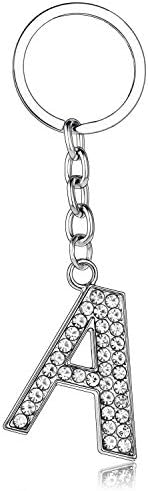 BESPMOSP A-Z Letter Keychain Keyring Crystal Shiny Family Best Friend Jewellery (A)