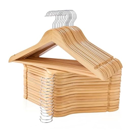 Edergoo Wood Hangers - Non-Slip 30 Pack with 360 Swivel Hook & Notches, Slim Coat Hangers for Shirt, Suit, Jacket, Dress, Natural