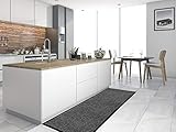 Primaflor - Ideen in Textil Küchenläufer Küchenvorleger Schmutzfangmatte CLEAN - Anthrazit Grau, 60x180 cm, Küchenteppich Schmutzfangläufer