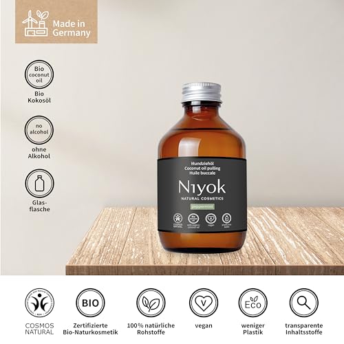 Niyok® Mundziehöl aus Bio Kokosöl "Pfefferminze" (3x200ml) • Mundspülung mit ätherischen Ölen • Bio Kokos Ölziehkur gegen Karies, Zahnstein & Mundgeruch • Veganes Zahnöl für Ölziehen – Bild 4