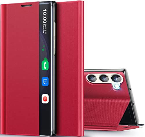 Coque Samsung Galaxy S23 5G pour éviter les rayures d'écran avec rabat rouge