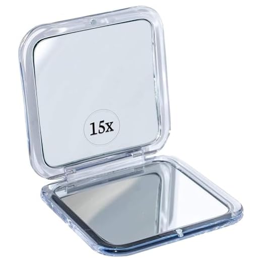 Pequeño Espejo de Bolsillo con Aumento 15X - Plegable y Portátil para Maquillaje - Regalos para Mujeres Que Viajan Mucho (Plata)
