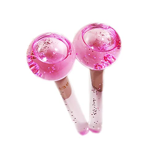 Jamila Facial Globes - Ice Globes for Facials – 2pcs Ice Ball for Face Against Puffy, Dull and Saggy Skin – Soothing and Cooling Facial Globes for Dark Circles - Face Globes Set (Pink)