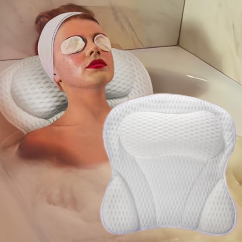 Lcvasvuz 1 Pcs Luxury Bath Pillow with Non Slip Suction Cups Soft and ...