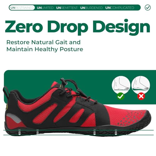 Miniatura 3 de Saguaro Hombre Mujer Minimalistas Zapatillas De Trail Running Ligera Zapatos Descalzos Gym Playa Calzado De Deportes Acuaticos Para Asfalto Correr Senderismo, Verano Rojo 41