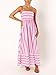 chouyatou Women's Striped Back Smocked Maxi Dress Sexy Spaghetti Strap Cut Out Flowy Swing Long Dress (Large, Pink)