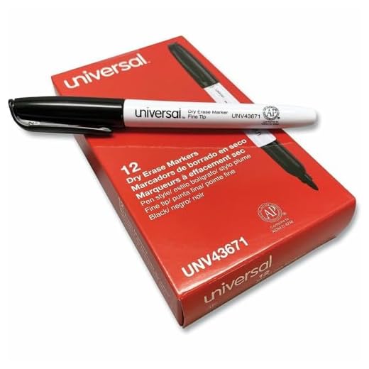 Universal 43671 Pen Style Dry Erase Marker, Fine/Bullet Tip, Black (Pack of 12)