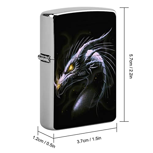 Scary Dark Blue Dragon Head With Shiny Gold Eye On Black Custom Lighter Casing, Metal Lighter Housing, Reusable Lighter Case Cover, Lighter Box For Men Women Gift 2.2 X 1.5 X 0.5 Inch #TOP1