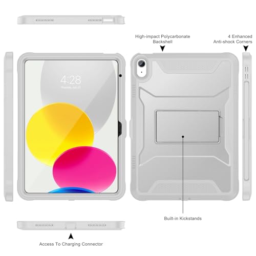 Soke Case for iPad (A16) 11th Generation 11-inch 2025, iPad 10th Generation 10.9-inch 2022, with Built-in Screen Protector and Kickstand, Rugged Full Body Protective Cover - Light Gray by Soke - Used condition - Image 3