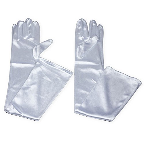 les femmes est de 55 cm un mariage bal doigt gants de satin de soie, Blanc