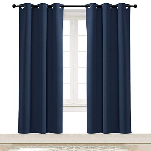 NICETOWN Bedroom Window Blackout Curtain Panel - Thermal Insulated Blackout Room Darkening Drape/Drapery (Navy, 1 Panel, 42 x 72 inch)