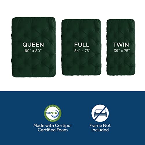 Royal Sleep Products By The Futon Factory 10 Inch Memory Foam And Pocket Coil Futon Mattress - Solid Hunter Green Cover - Full Size - Certipur Certified Foams - Made In Usa - (Frame Not Included) #TOP3