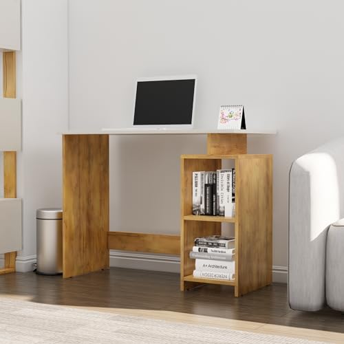 Image of Bniture Wooden Study Table for Home | Engineered Wood Laptop Study Table with Book Shelf | Multi Purpose Office Desk for Laptop & Computer| Workstation for Home & Office | Giant Wood & Frosty White