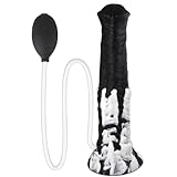 Giftoyou ディルド アニマルディルド 馬ペニス型ディルド 凹凸立体筋刺激 射精 噴射機能付き 極太サイズ アナル拡張・Gスポット・前立腺刺激-「全長23.5cm／挿入21.5cm／最大径4.8cm」-超強力7.3cm吸盤付き 噴射孔付き 多体位自由プレイ 柔軟弾力 中級者～上級者向け 男女兼用 完全防水 アダルトグッズ 大人のおもちゃ[黒白]