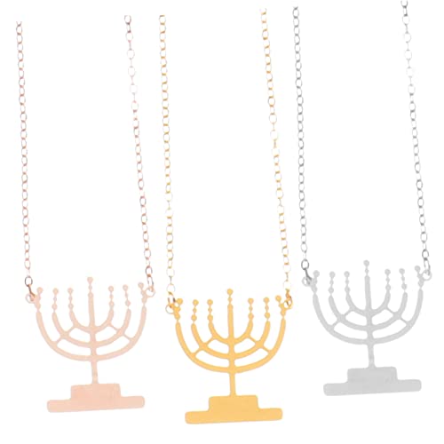 PRETYZOOM 3 Pçs Enfeites De Hanukkah Colar De Joias Colares De Aço Inoxidável Joias Da Moda Para 9 R