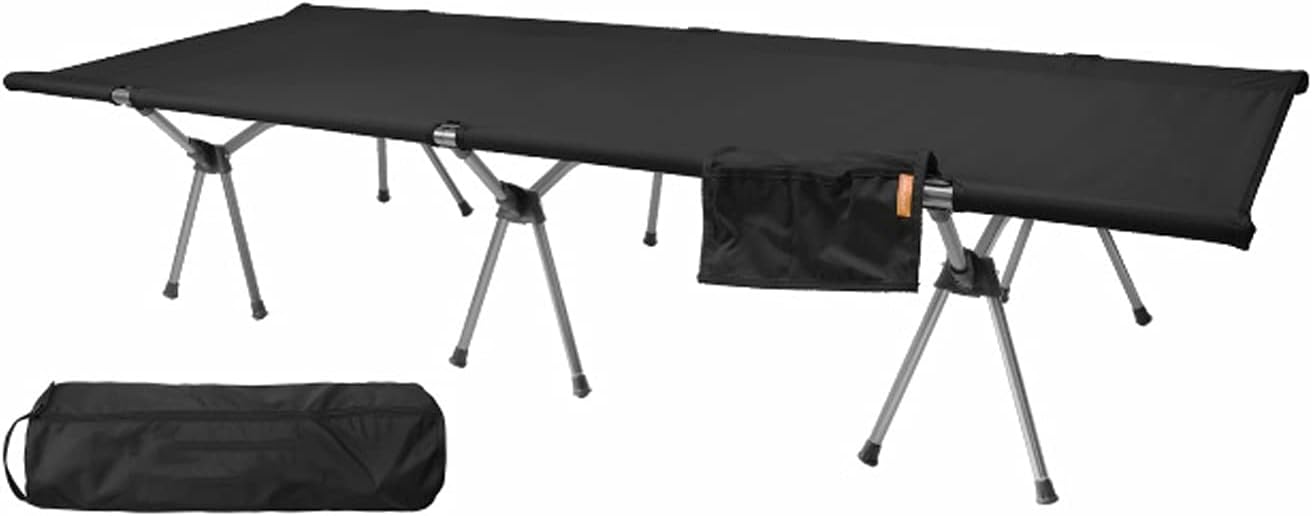 Folding Bed Portable Folding Bed Camping Cots Compact Ultralight Camping Bed Outdoor Beach Travel Tent Sleeping Fishing Cots Portable Bed (Color : Khaki) (Black)