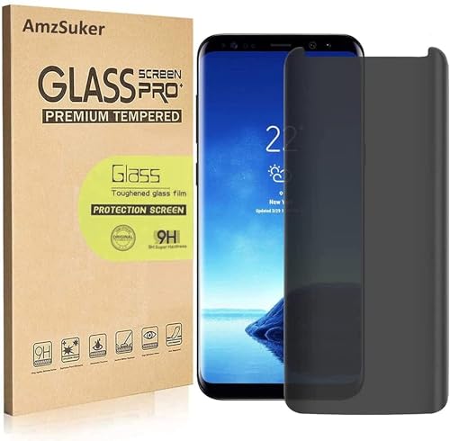 AmzSuker [2Pack] for Galaxy S8 Privacy Anti-Spy Tempered Glass Screen Protector, [Case Friendly][Bubble Free][9H Hardness][Anti-Scratch] Tempered Glass Screen Protector for Samsung Galaxy S8
