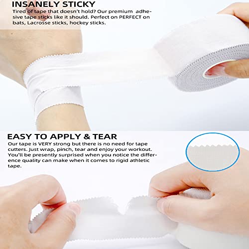 Obtanim 4 Rolls White Athletic Sports Tapes No Sticky Residue - Latex Free Breathable Sports Tape For Athlete & Medical Trainers Gym Fitness Running Tennis Football, 2 Inch X 15Yard #TOP3