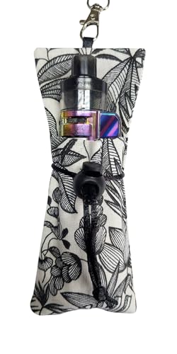 Etui vapoteuse cigarette électronique en tissu avec cordon tour de cou (tropical noir et blanc)