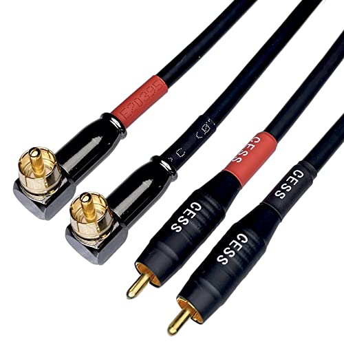 Image of CNCESS CESS-167-3f RCA Right Angle to Straight Type Male to Male Preamp Jumpers Patch Cable, 2 Pack (3 Feet)